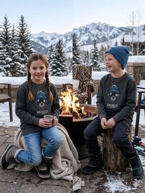 League 91 Kids Sun Valley Idaho Black Bear Sweatshirt Large 10/12 Like New